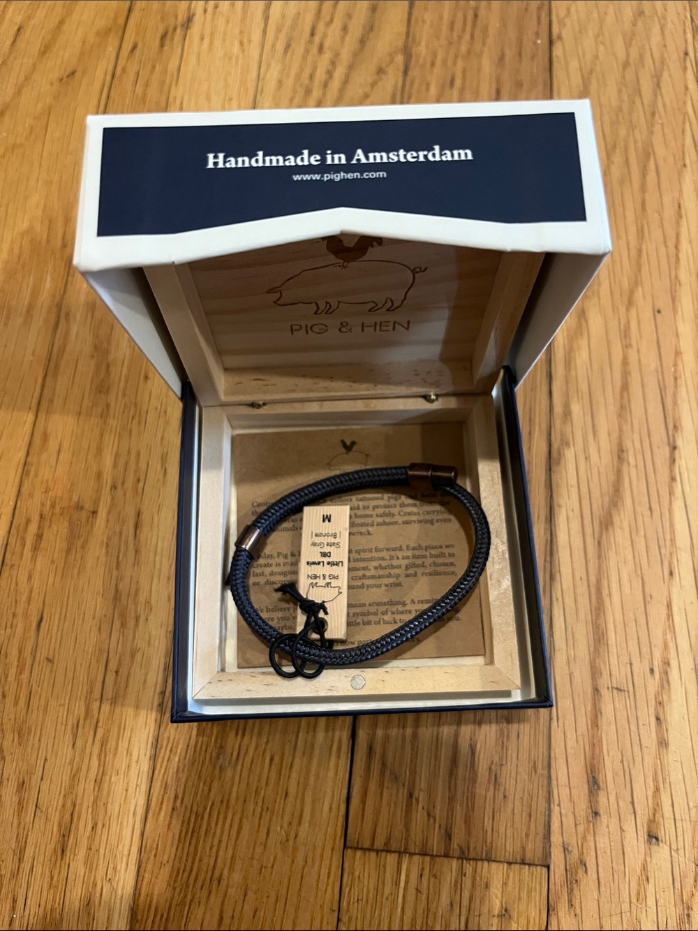 Pig & Hen Handmade Amsterdam Slate Gray Leather Rope Bracelet